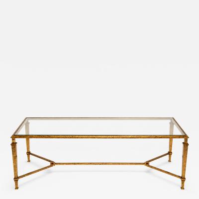 Roger Thibier Large coffee table in gilded iron by Robert Thibier Paris France circa 1960