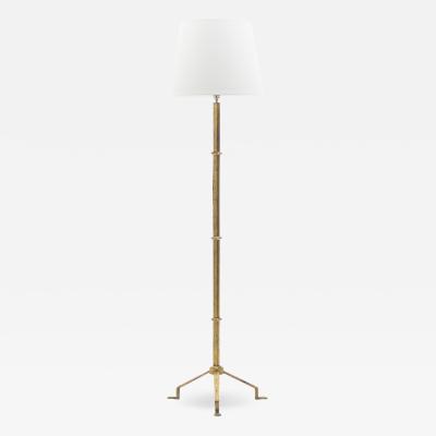 Roger Thibier Mid century Roger Thibier gilt wrought iron gold leaf floor lamp 1960s