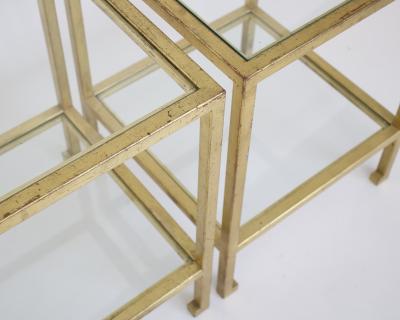 Roger Thibier ROGER THIBIER FRENCH GILDED IRON TWO TIER SIDE OR END TABLES FRANCE CIRCA 1970