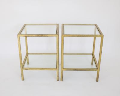 Roger Thibier ROGER THIBIER FRENCH GILDED IRON TWO TIER SIDE OR END TABLES FRANCE CIRCA 1970