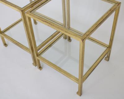 Roger Thibier ROGER THIBIER FRENCH GILDED IRON TWO TIER SIDE OR END TABLES FRANCE CIRCA 1970
