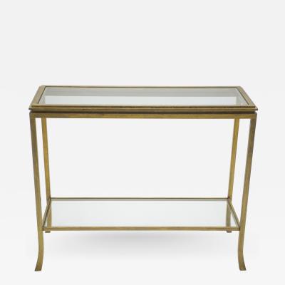 Roger Thibier Rare Mid century Roger Thibier gilt wrought iron gold leaf console table 1960s