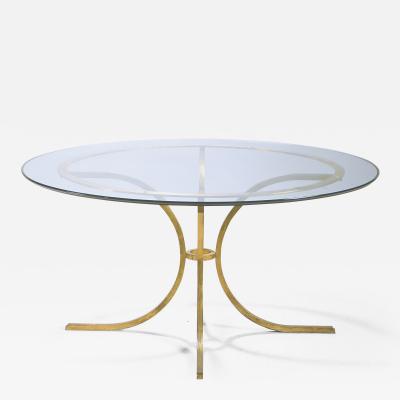 Roger Thibier Rare Mid century Roger Thibier gold leaf glass dining table 1960s