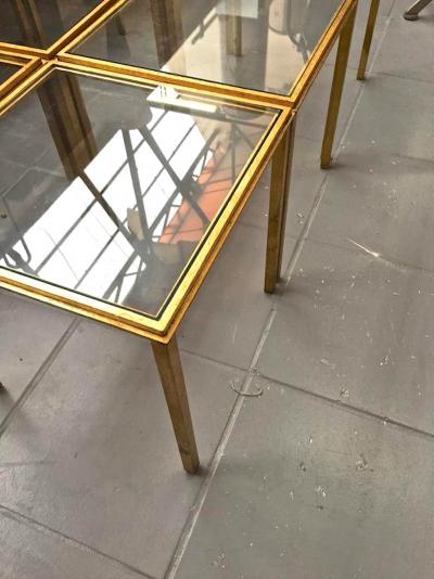 Roger Thibier Roger Thibier Spectacular Gold Leaf Wrought Iron Big Coffee Table Made of 6 Unit