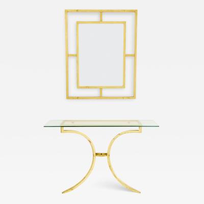 Roger Thibier Roger Thibier gilt wrought iron console table with mirror 1960s