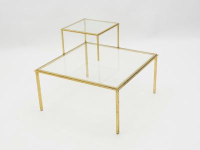 Roger Thibier Roger Thibier gilt wrought iron glass coffee end table 1960s