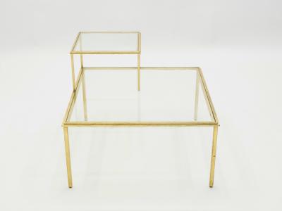 Roger Thibier Roger Thibier gilt wrought iron glass coffee end table 1960s
