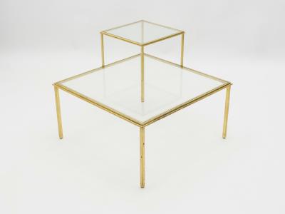 Roger Thibier Roger Thibier gilt wrought iron glass coffee end table 1960s