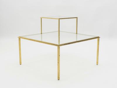 Roger Thibier Roger Thibier gilt wrought iron glass coffee end table 1960s