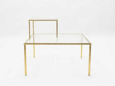 Roger Thibier Roger Thibier gilt wrought iron glass coffee end table 1960s
