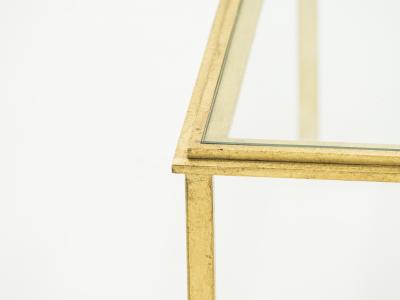 Roger Thibier Roger Thibier gilt wrought iron glass coffee end table 1960s