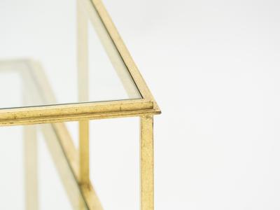 Roger Thibier Roger Thibier gilt wrought iron glass coffee end table 1960s