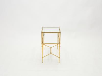 Roger Thibier Roger Thibier gilt wrought iron glass two tier end table 1960s