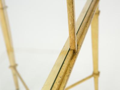 Roger Thibier Roger Thibier gilt wrought iron glass two tier end table 1960s