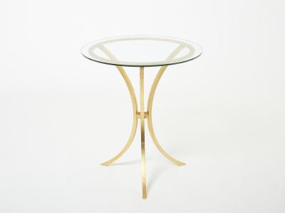Roger Thibier Roger Thibier gueridon table gilded wrought iron glass 1960s