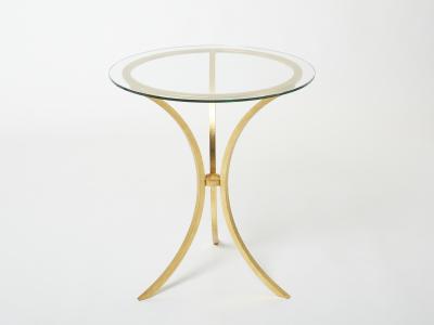 Roger Thibier Roger Thibier gueridon table gilded wrought iron glass 1960s