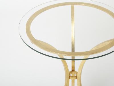 Roger Thibier Roger Thibier gueridon table gilded wrought iron glass 1960s