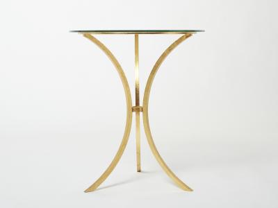 Roger Thibier Roger Thibier gueridon table gilded wrought iron glass 1960s