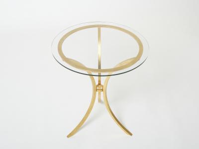 Roger Thibier Roger Thibier gueridon table gilded wrought iron glass 1960s