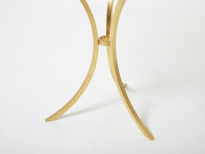 Roger Thibier Roger Thibier gueridon table gilded wrought iron glass 1960s