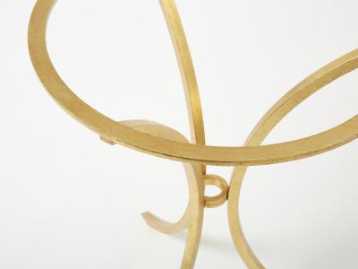 Roger Thibier Roger Thibier gueridon table gilded wrought iron glass 1960s