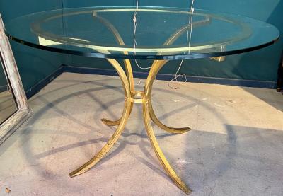Roger Thibier Roger Thibier stamped chicest gold leaf wrought iron dinning table