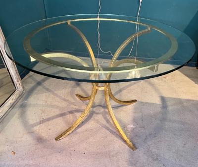Roger Thibier Roger Thibier stamped chicest gold leaf wrought iron dinning table