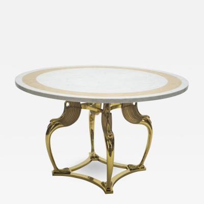 Roger Thibier Unique Mid century Roger Thibier brass marble dining table 1970s