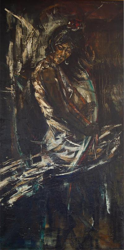 Roland Cassiman Large Belgian Oil Painting of Maria Albaicin by Roland Cassiman 1968