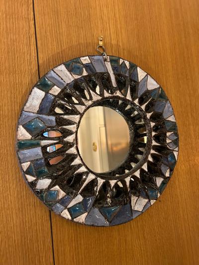 Roland Zobel Big ceramic mirror by Roland Zobel France 1960s