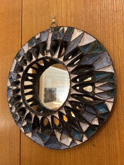 Roland Zobel Big ceramic mirror by Roland Zobel France 1960s