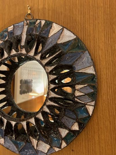 Roland Zobel Big ceramic mirror by Roland Zobel France 1960s