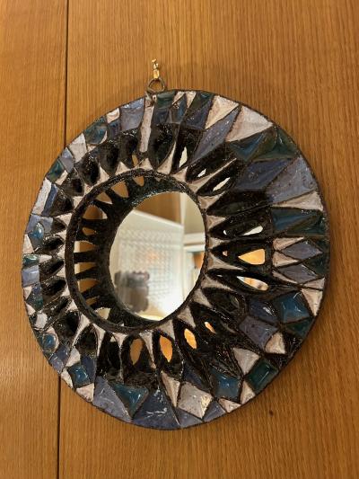 Roland Zobel Big ceramic mirror by Roland Zobel France 1960s