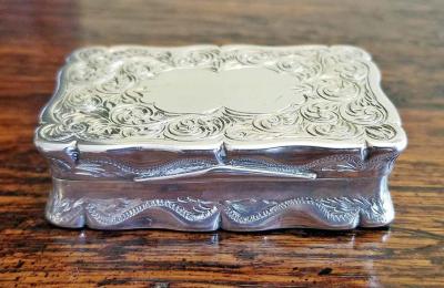 Rolason Brothers 19th Century Sterling Silver Snuffbox Birmingham 1848 by Rolason Bros