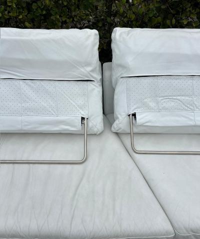 Rolf Benz ROLF BENZ Leather Sectional Sofa and Ottoman with Glass Attached Side Table