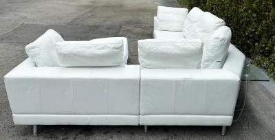 Rolf Benz ROLF BENZ Leather Sectional Sofa and Ottoman with Glass Attached Side Table