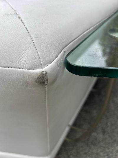 Rolf Benz ROLF BENZ Leather Sectional Sofa and Ottoman with Glass Attached Side Table