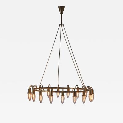 Rolf Graae Large brass ring chandelier Denmark