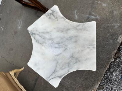 Roman Tri Column Carrera Marble Pedestal Table