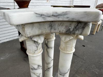 Roman Tri Column Carrera Marble Pedestal Table