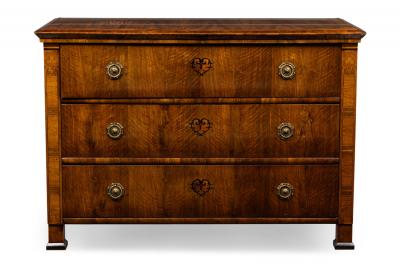 Romanian Biedermeier 3 Drawer Burlwood Chest Commode
