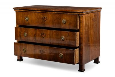 Romanian Biedermeier 3 Drawer Burlwood Chest Commode