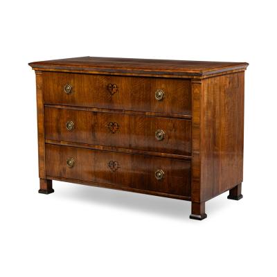 Romanian Biedermeier 3 Drawer Burlwood Chest Commode