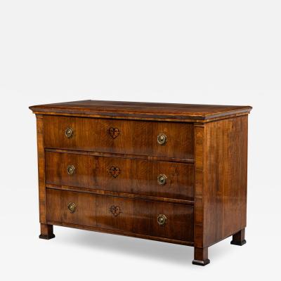 Romanian Biedermeier 3 Drawer Burlwood Chest Commode