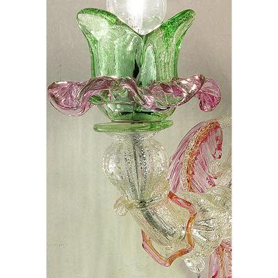 Romantic Floreal C Rezzonico Murano Glass Wall Sconce With Silver Leaf