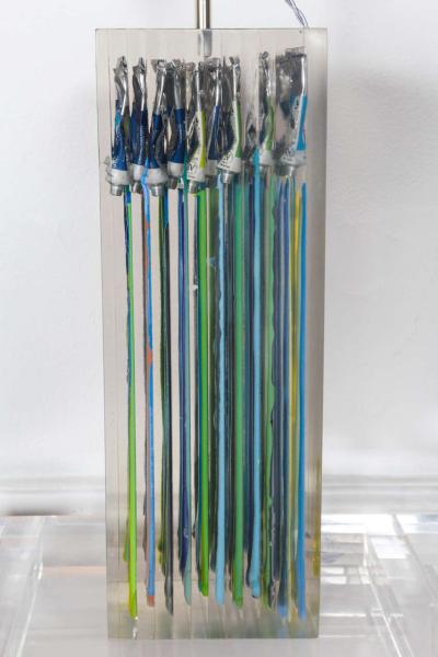Romeo Paris 1970s incredible lucite with painting tubes table lamp