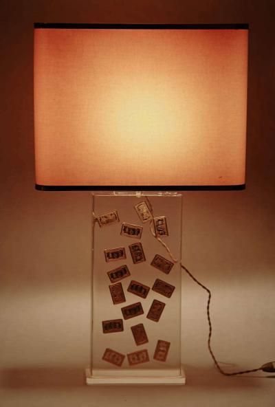 Romeo Paris 1970s table lamp with inclusion in lucite