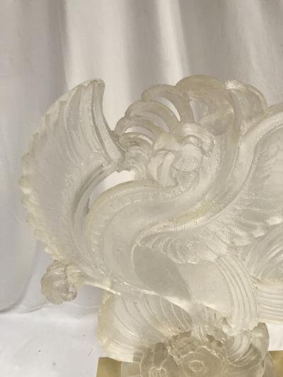 Romeo Paris 1980s acrylic and brass phoenix table lamp by Romeo Paris