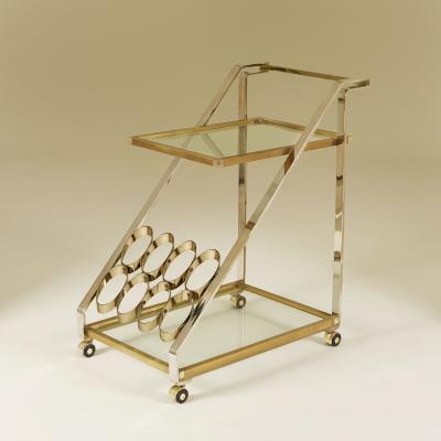 Romeo Rega 1970s chrome and brass Italian drinks trolley attributed to Romeo Rega