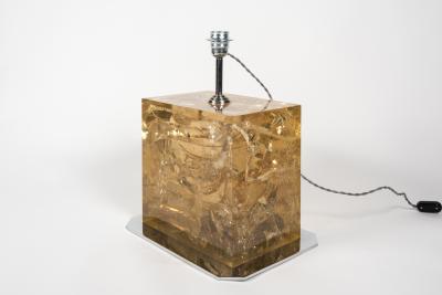 Romeo Rega 1970s crushed ice resin table lamp attributed to Romeo Rega